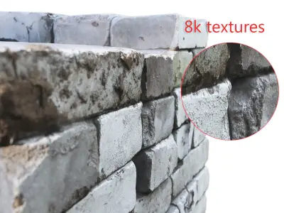 Ultra realistic Bricks Scan Low-poly 3D model