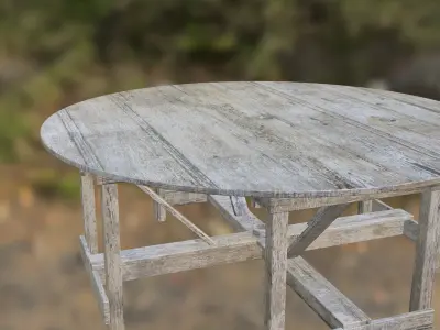 Rustic Round Wooden Table 3D model