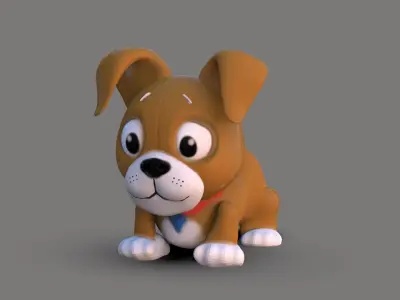 Cute Dog Cartoon  Low-poly 3D model