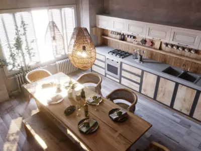 Kitchen interior scene 3D model 3D model
