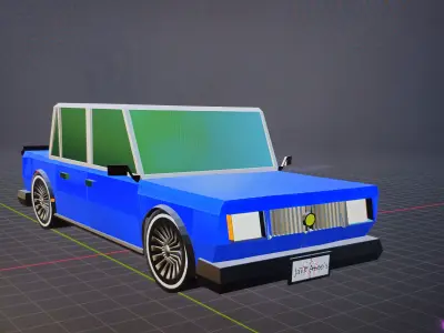 stylized low poly sedan Low-poly 3D model
