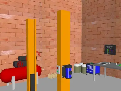 car workshop cartoon 3D model