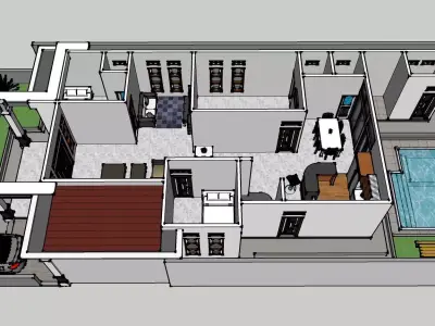 Rumah Type 100 M2 Low-poly 3D model