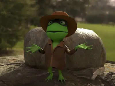 TOAD DETECTIVE Character Animated Low-poly 3D model