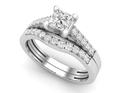AV 650 Diamond Ladies Bridal Engagement Ring Set 3D print model