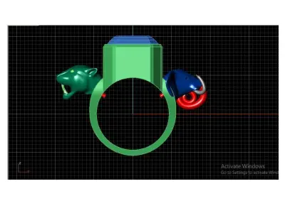 Elephant and Jaguar Ring 3D model