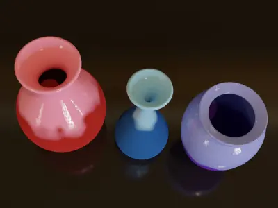 Flower And Vases - 3 colors 3D model Low-poly 3D model