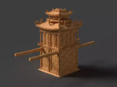 Chinese wedding sedan chair Low-poly 3D model
