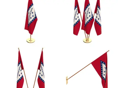 Arkansas Flag Pack 3D model