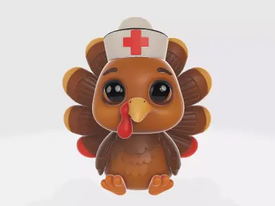 Cute Nurse Turkey Figurine Thanksgiving Nurse 3D print model