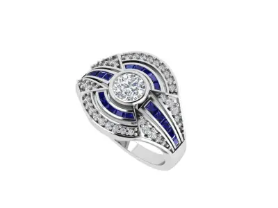 Solitaire Engagement Art Deco Ring 3D print model