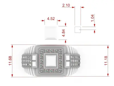 SQUARE STONE RING Free 3D print model