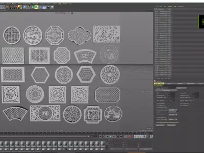 Chinese Antique Pattern Screen Window 3D model