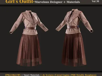 Girls Outfit- MD-Clo3d - Smart Material - Textures - OBJ - FBX 3D model