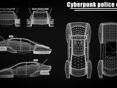Cyberpunk police cruiser Low-poly 3D model