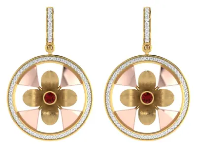 Solitaire Women Drop Earring 3dm STL OBJ FBX Render Details 3D print model 2