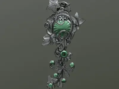 summer key Low-poly 3D model