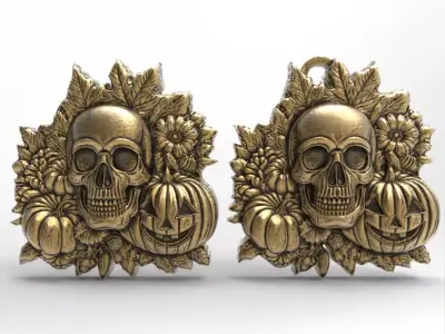 hallowen skull pumpkin decor  3D print model