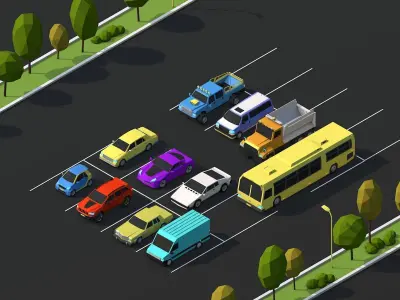 Cartoon Low Poly City Cars Pack Low-poly 3D model