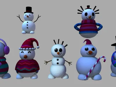 Snowman Merry Christmas Low-poly 3D model