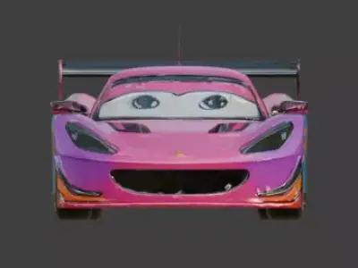 Pink Cartoon Race Car 3D Model Low-poly 3D model