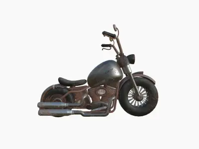 Motorcycle Cartoon A20 Rust Dirt - Custom Vehicle Design Low-poly 3D model
