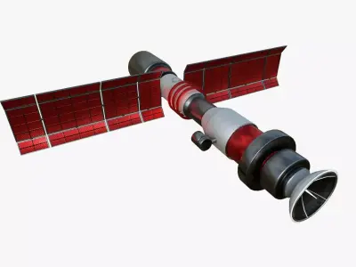 Satellite C04 Steel Red - SciFi Space Design Free low-poly 3D model