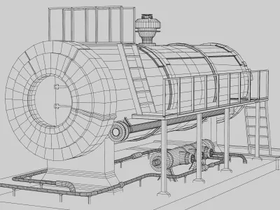 Boiler steam - steam Low-poly 3D model