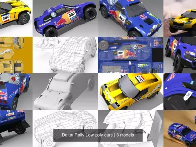 Dakar Rally Low-poly cars 3D Model Pack