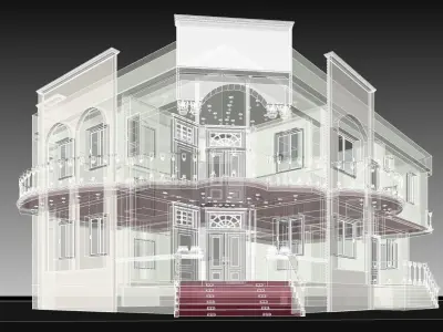 residential house with stairs and balconies 3D model