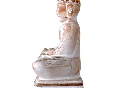 Antique Wooden Sitting Buddha 3D model