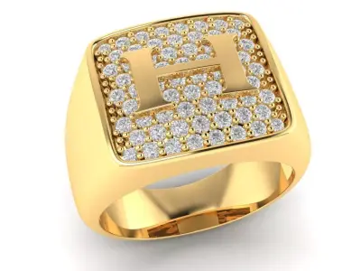 DIAMOND SIGNET RING 3D print model