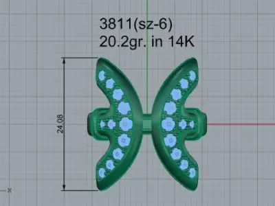 Half Circle Diamond Ring 3811 3D print model