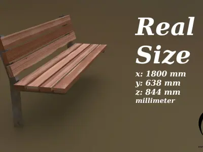 Bench 40 4in1 - 4 PBR Texture 1 Model Low-poly 3D model