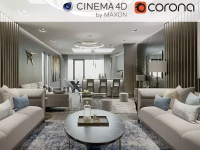 Corona - C4D Scene Files - London Luxury Living Area - Interior 3D model