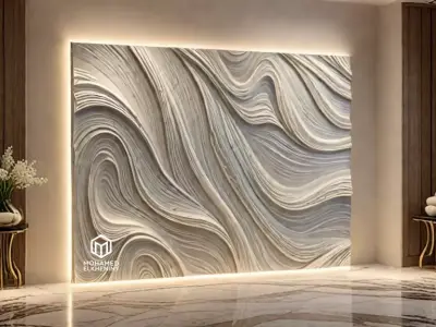 decor set wall panel relief mural CNC 24 3D model