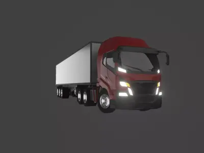 Semi trailer truck Low-poly 3D model
