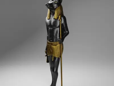 Anubis Soldier Statue for VFX and Games Low-poly 3D model