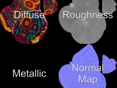 Colorful Patterned Pouf Model Pack Low-poly 3D model