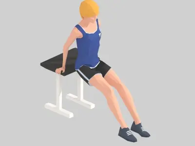 Chair Pushups Exercise woman Animation Low-poly 3D model