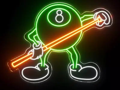 Billiard Neon Sign 3D model