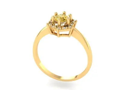 Elegant Hexa Floral Gemstone Ring 3D Model 476 3D print model