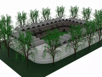 Soccer Stadium Low-poly 3D model order