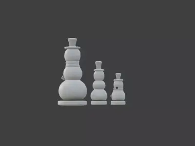 Three Little Snowman Low-poly 3D model