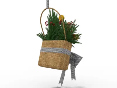Wreath Basket Christmas Low-poly 3D model
