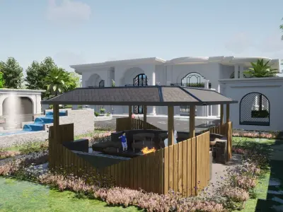 Luxury Grand house Low-poly 3D model