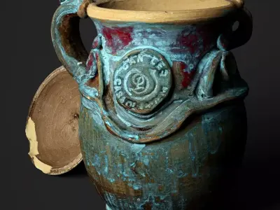 Antique Decorated Vase - 3D scan Low-poly 3D model