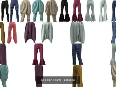 collection 6 pants harem 3D Model Pack