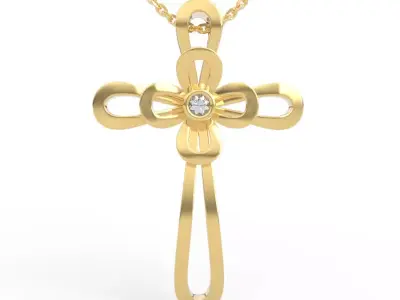 Simple Diamond Cross Pendant 3D print model