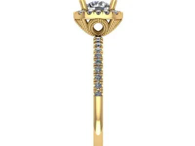 Cushion halo style diamond ring 3D print model